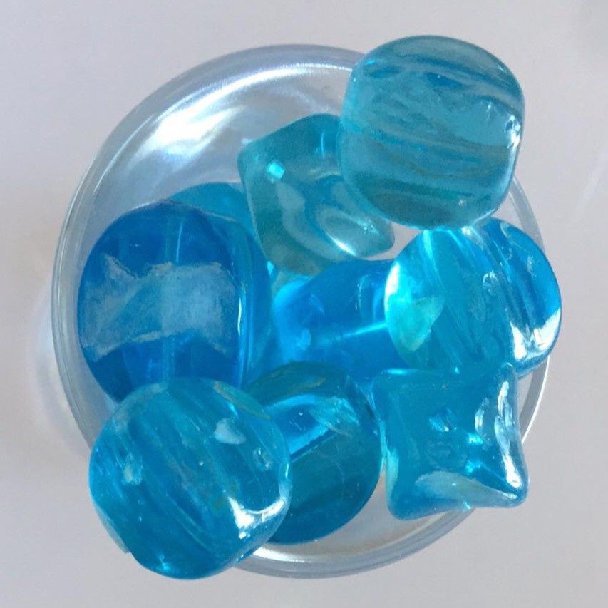 Antique Afghanistan Glass Cube - Aqua 15mm