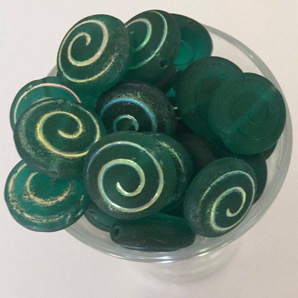 Czech Flat Spiral - Matt Green 12mm