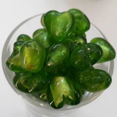 Chinese Foil Heart - Lime 12mm