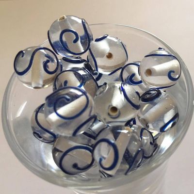 Czech Spiral - Clear &amp; Blue 10mm