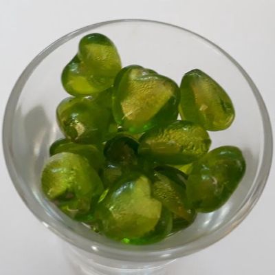 Chinese Foil Heart - Light Lime 12mm
