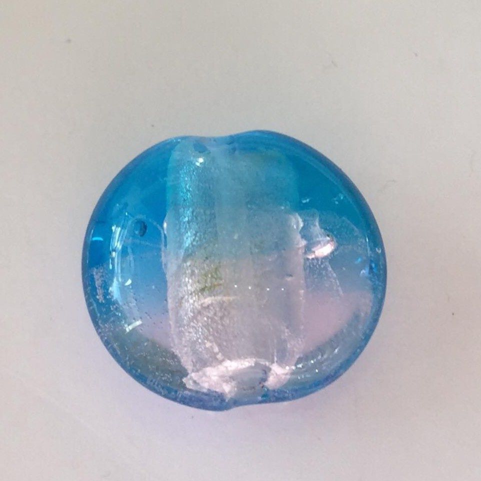 Chinese Foil Puffed Round - Pink &amp; Blue 20mm