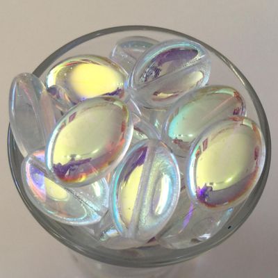 Czech Flat Oval - Clear AB 16mm