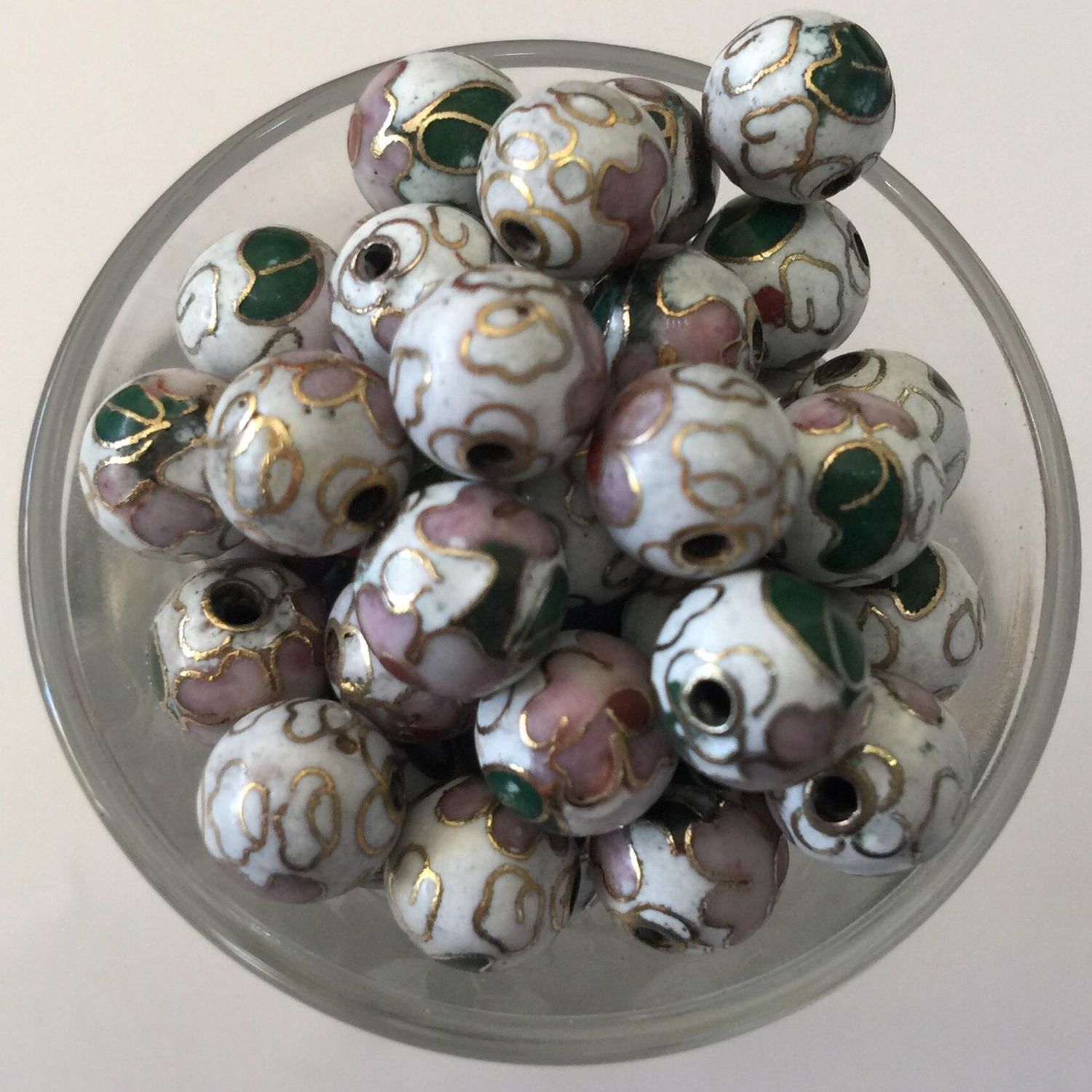 Cloisonne Round - White 8mm