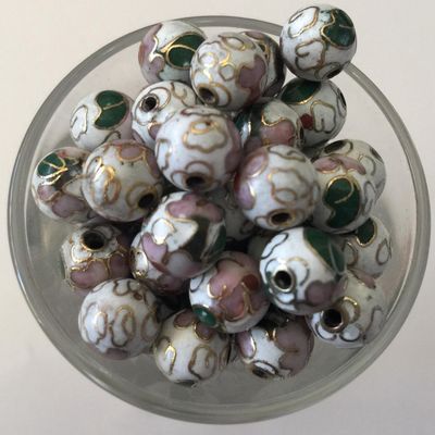 Cloisonne Round - White 8mm