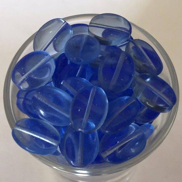 Czech Flat Oval - Light Blue 12mm