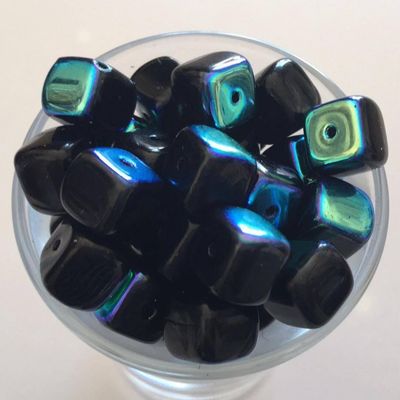 Czech Cube - Black AB 8x11mm
