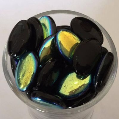 Czech Flat Oval - Black AB 16mm