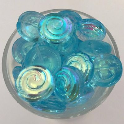 Czech Flat Spiral - Aqua AB 12mm