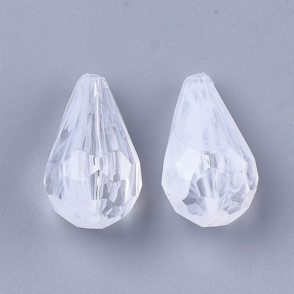 Syn Gemstone Teardrop - Clear &amp; White 22x12mm
