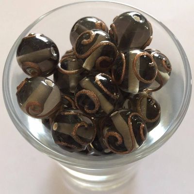 Czech Spiral - Black &amp; Gold 10mm
