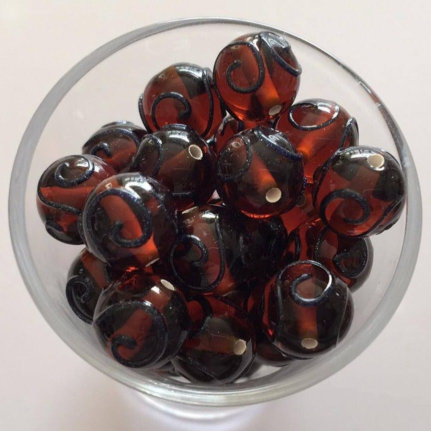 Czech Spiral - Orange With Black 10mm