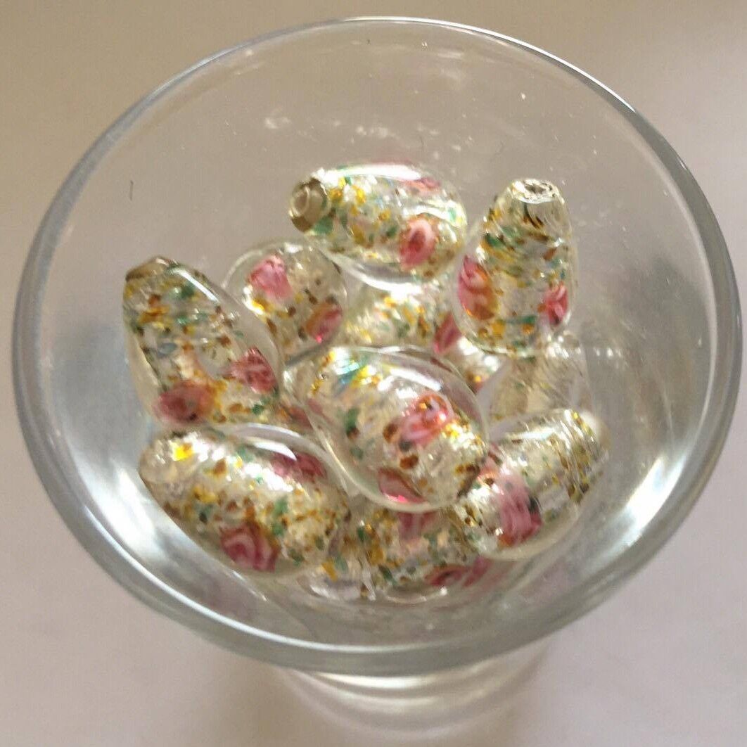Czech Foil Rose - Pink 10mm