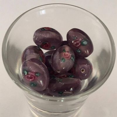 Czech Rose Oval - Purple 14x10mm