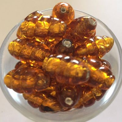 Czech Foil Twist - Amber 16x8mm