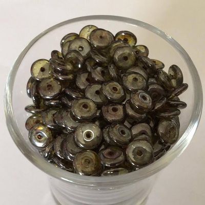 Czech Disc - Green Speckle Luster 6mm