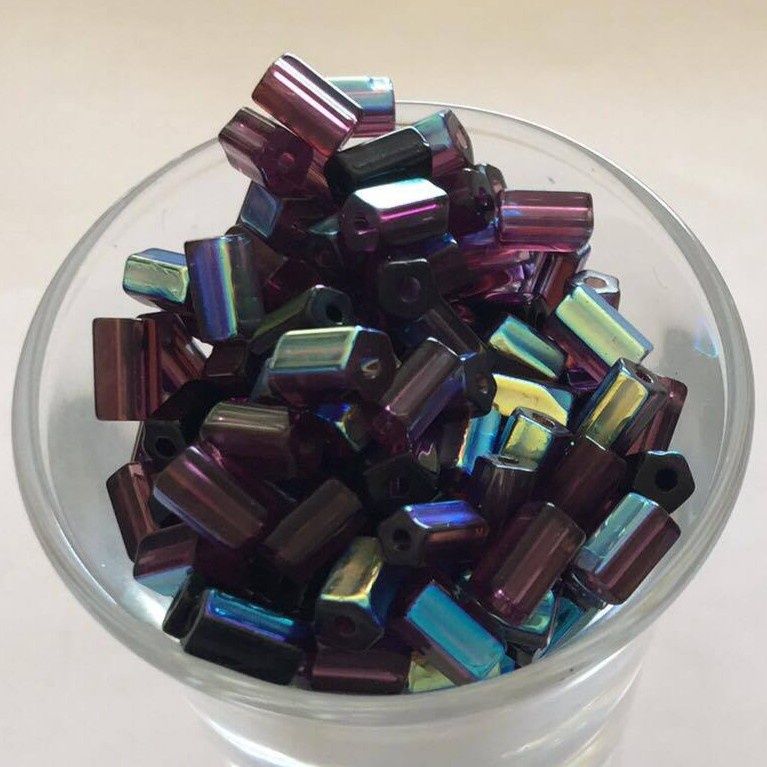 Czech Hex - Dark Amethyst AB 6x4mm