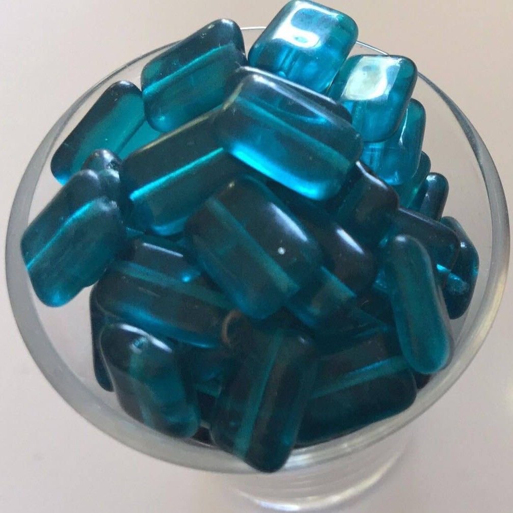 Czech Rectangle - Teal 13mm
