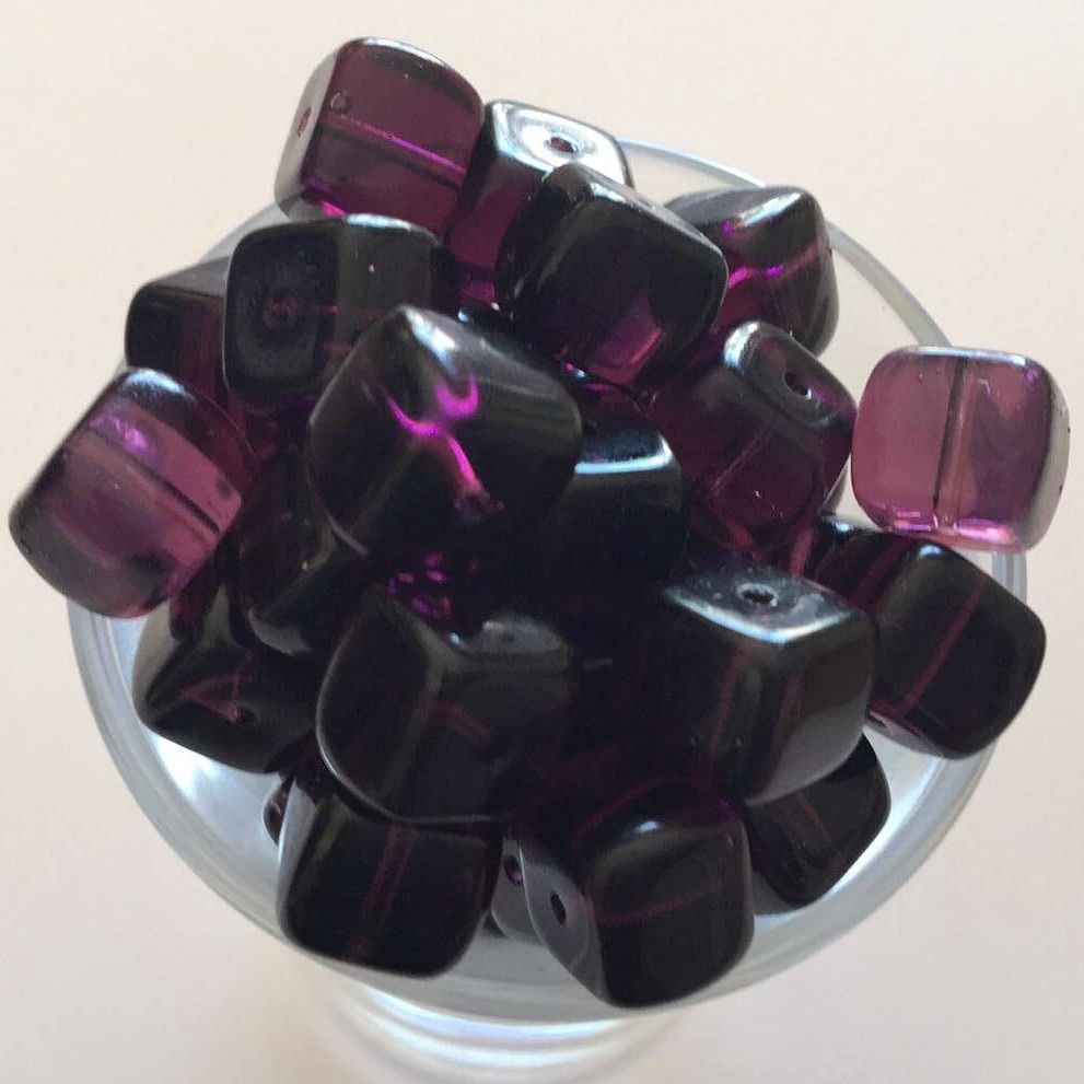 Czech Cube - Dark Amethyst 8x11mm