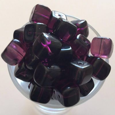 Czech Cube - Dark Amethyst 8x11mm