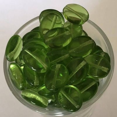 Czech Flat Oval - Peridot 12mm