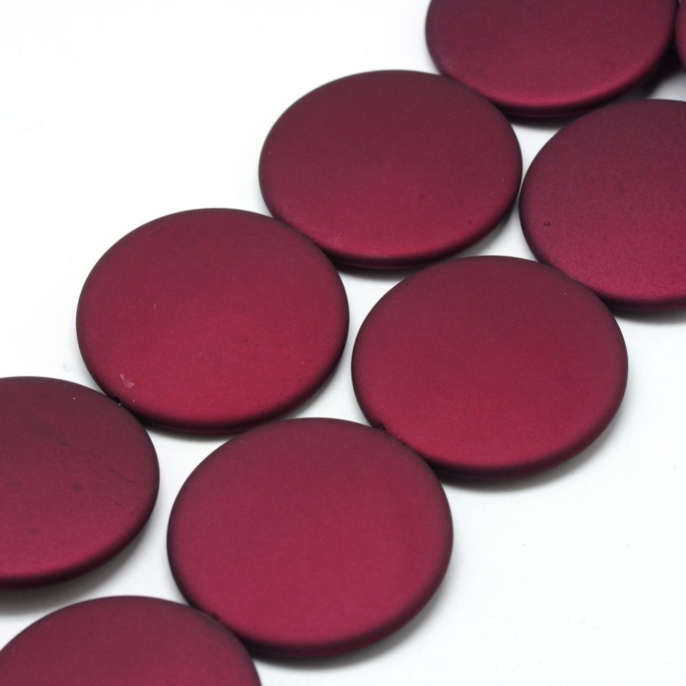 Rubberized Flat Round - Dark Red 39x6.5mm
