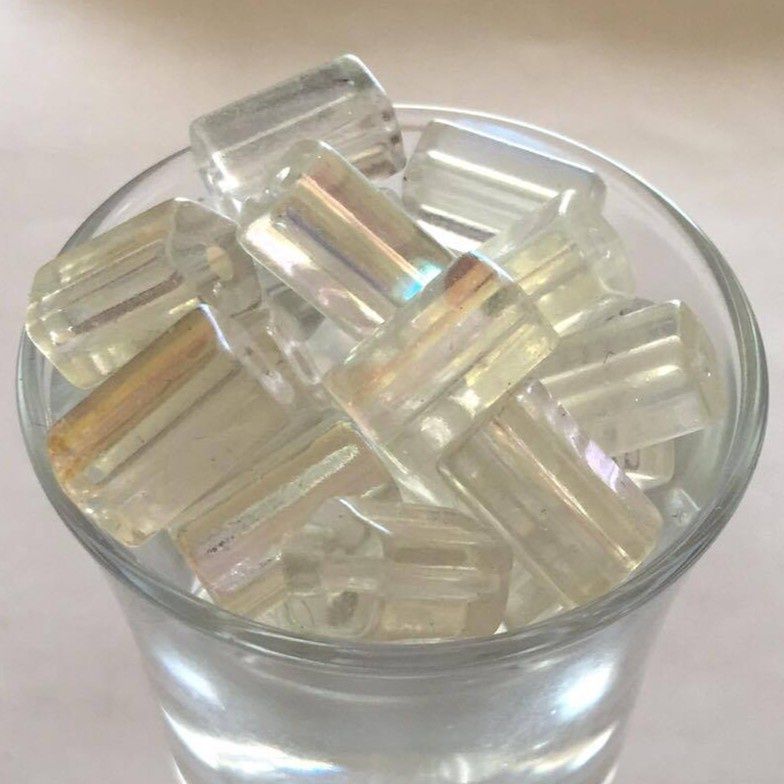 Czech Hex - Clear AB 12x8mm