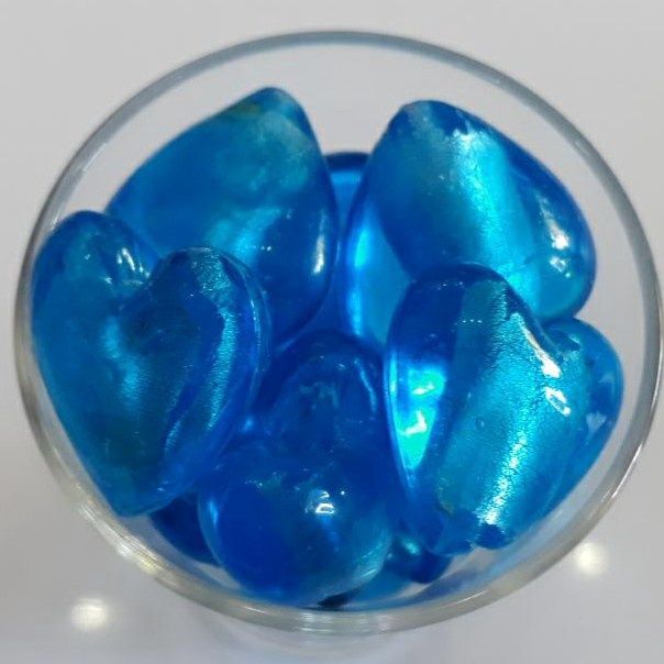 Chinese Foil Heart - Light Aqua 20mm