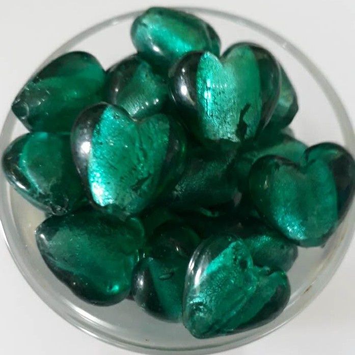 Chinese Foil Heart - Teal 12mm