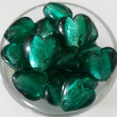 Chinese Foil Heart - Teal 12mm