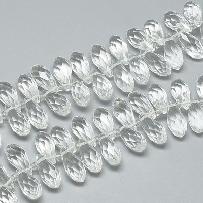 Briolette Faceted Teardrop - Clear 12x6mm