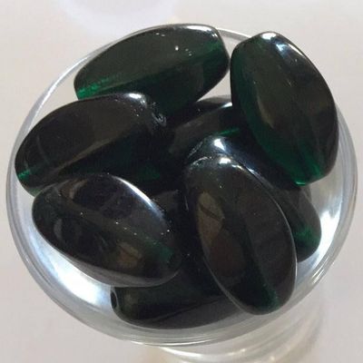 Czech Ridged Oval - Emerald 20mm
