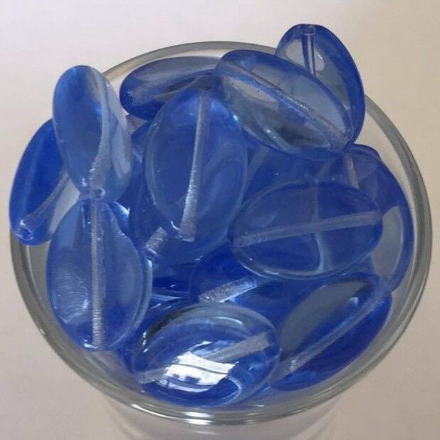 Czech Flat Oval - Light Blue 16mm