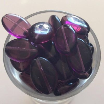 Czech Flat Oval - Dark Purple 16mm