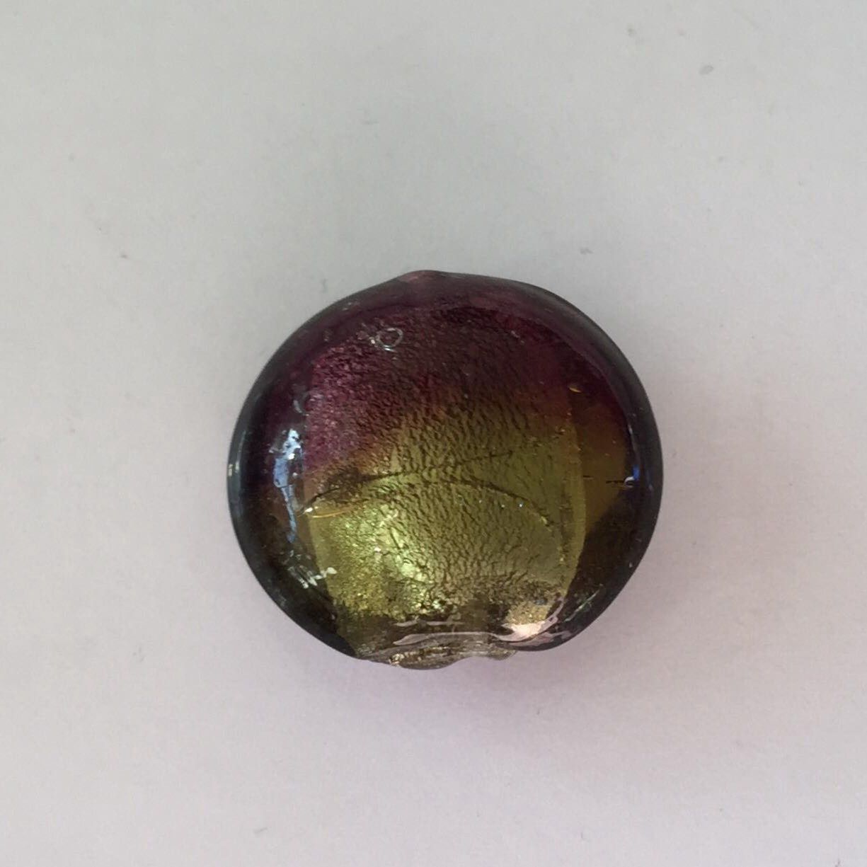 Chinese Puffed Round - Purple &amp; Olive 20mm