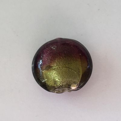 Chinese Puffed Round - Purple &amp; Olive 20mm