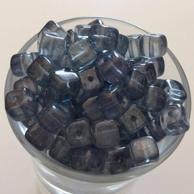 Czech Cube - Blue Lustre 5x7mm