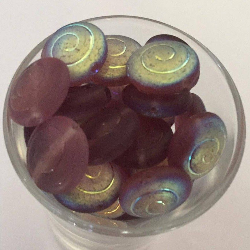 Czech Flat Spiral - Matt Purple AB 12mm