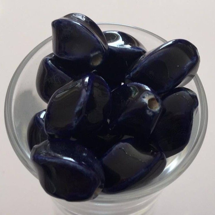 Chinese Porcelain Twist - Royal Blue 16x9mm