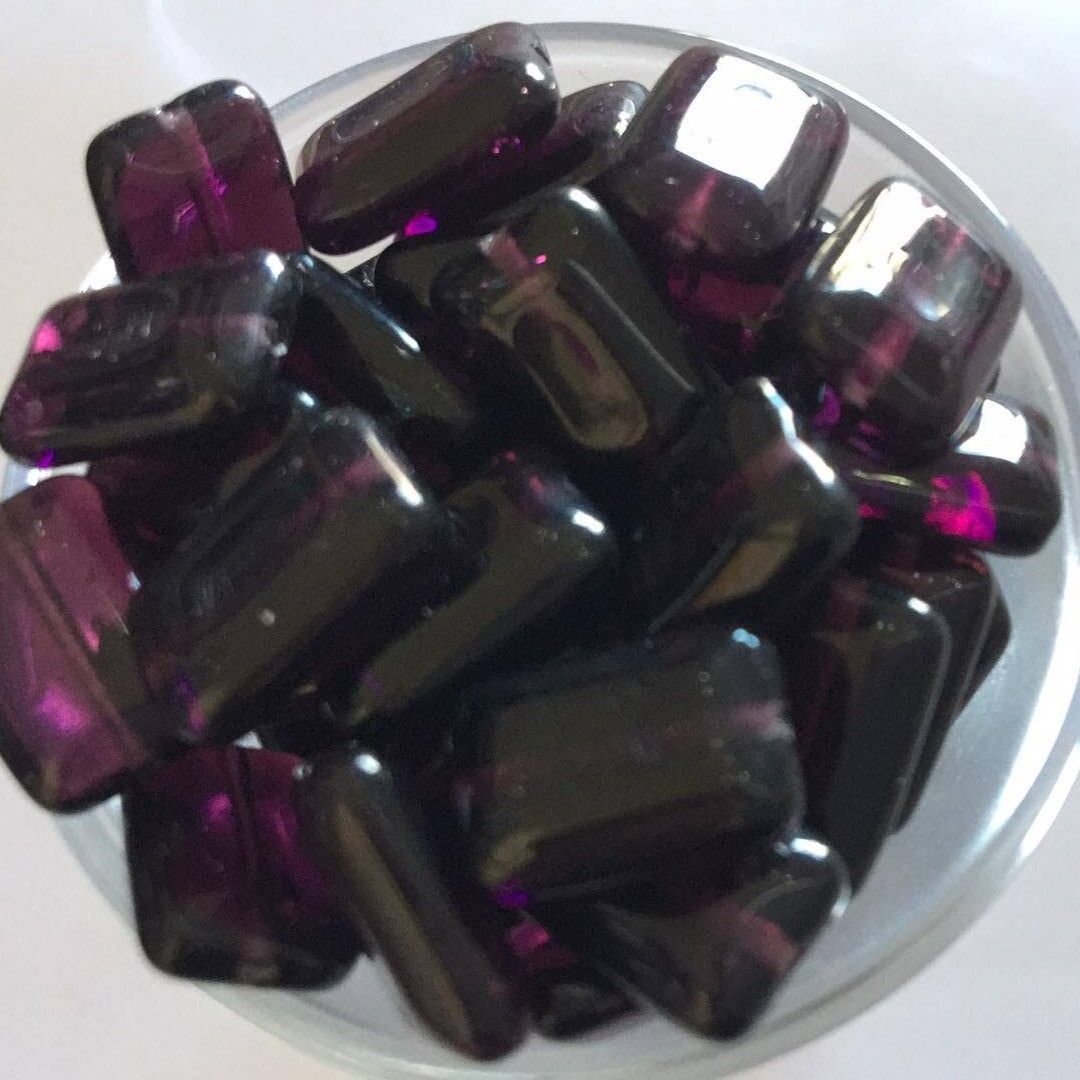 CZech Rectangle - Purple 12x8mm