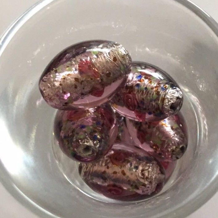 Czech Rose Foil Oval - Amethyst 18mm