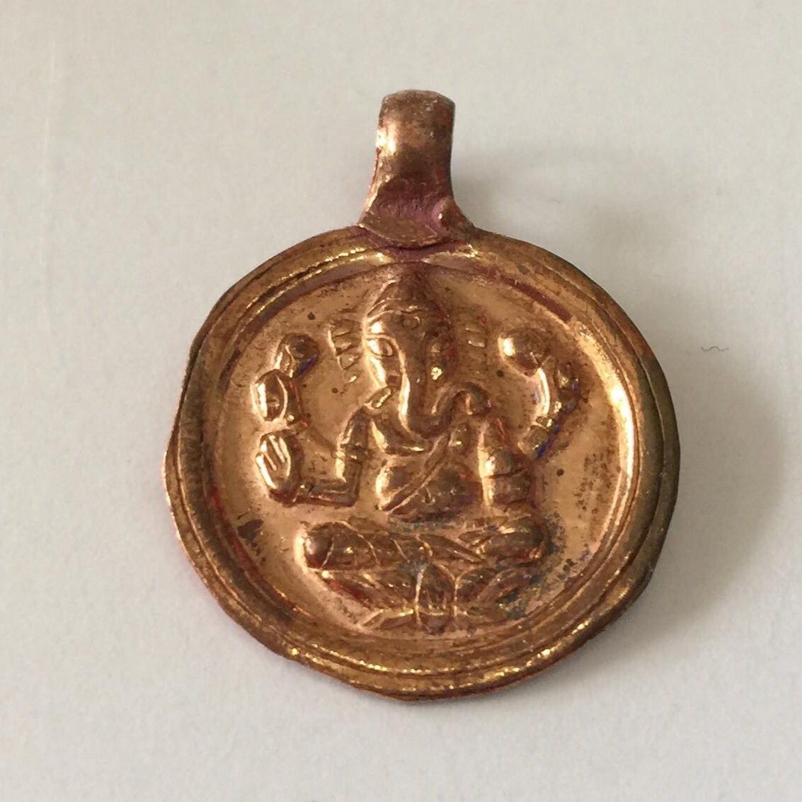 Ganesha Round Amulet - Copper 20mm