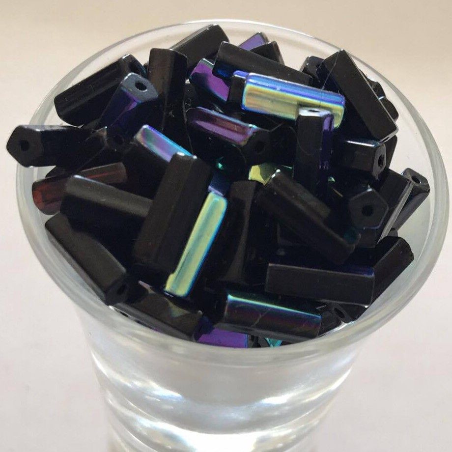 Czech Hex - Black AB 10x4mm