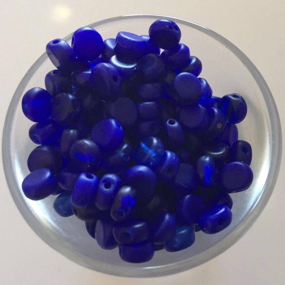 Czech Glass Disc - Matt Blue 4mm