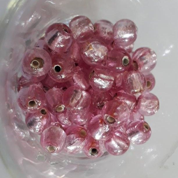 Czech Foil Round - Light Pink 6mm