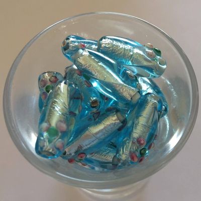 Czech Foil Twist - Turquoise 18mm