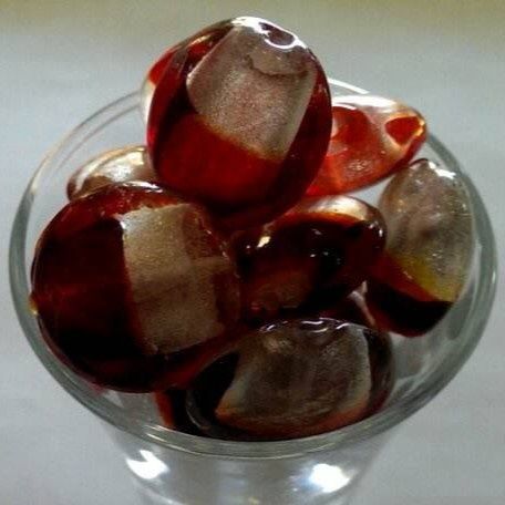 Chinese Foil Flat Round - Garnet &amp; Clear 20mm