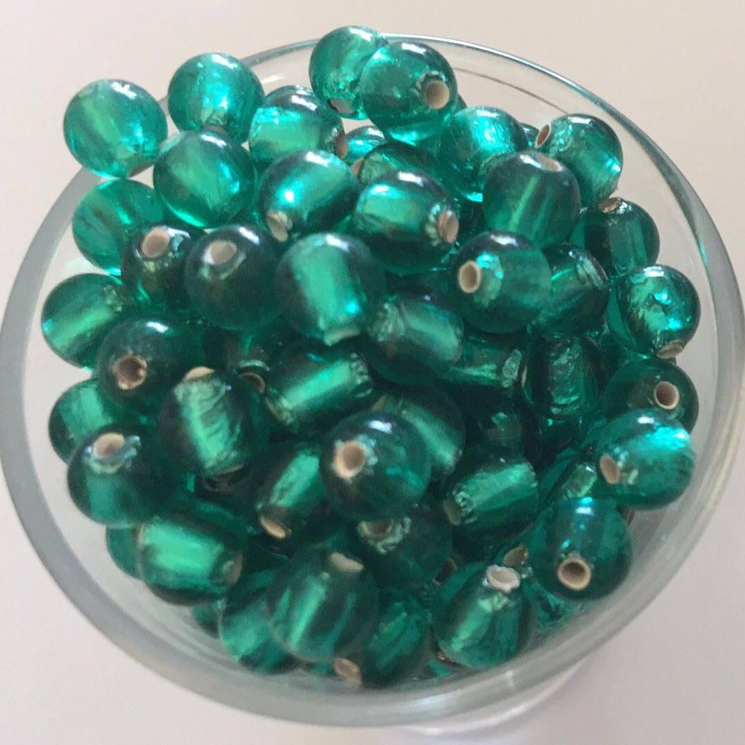 Czech Foil Round - Teal 6mm
