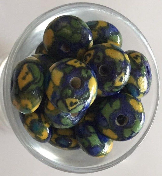 Jaipur Ceramic - Yellow &amp; Blue Cushion 12x8mm