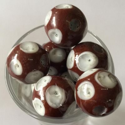 Bubble Bead - Brown With White 15mm